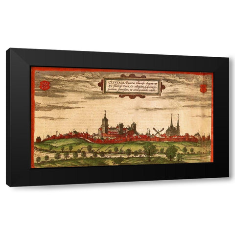 Kleve Germany Black Modern Wood Framed Art Print by Hogenberg, Braun