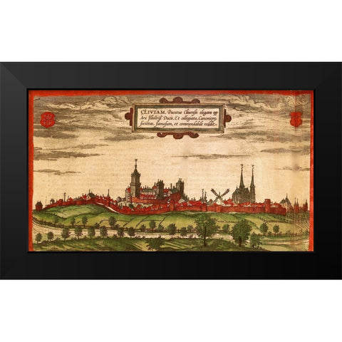 Kleve Germany Black Modern Wood Framed Art Print by Hogenberg, Braun