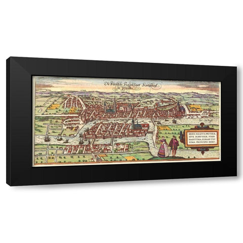Kaliningrad Russia Black Modern Wood Framed Art Print by Hogenberg, Braun