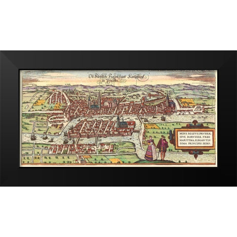 Kaliningrad Russia Black Modern Wood Framed Art Print by Hogenberg, Braun
