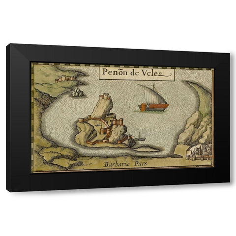 Penon de Velez de la Gomera Black Modern Wood Framed Art Print by HONDIUS
