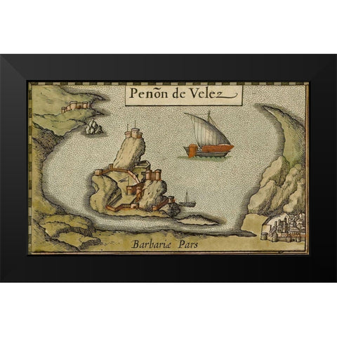 Penon de Velez de la Gomera Black Modern Wood Framed Art Print by HONDIUS