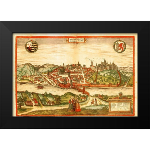 Meissen Germany Black Modern Wood Framed Art Print by Hogenberg, Braun