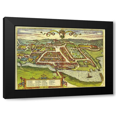Kolding Denmark  Black Modern Wood Framed Art Print by Hogenberg, Braun