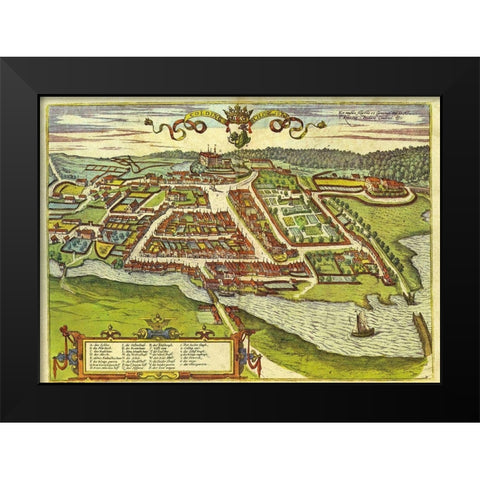 Kolding Denmark  Black Modern Wood Framed Art Print by Hogenberg, Braun