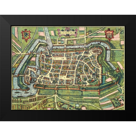 Edinburgh Scotland Black Modern Wood Framed Art Print by Hogenberg, Braun