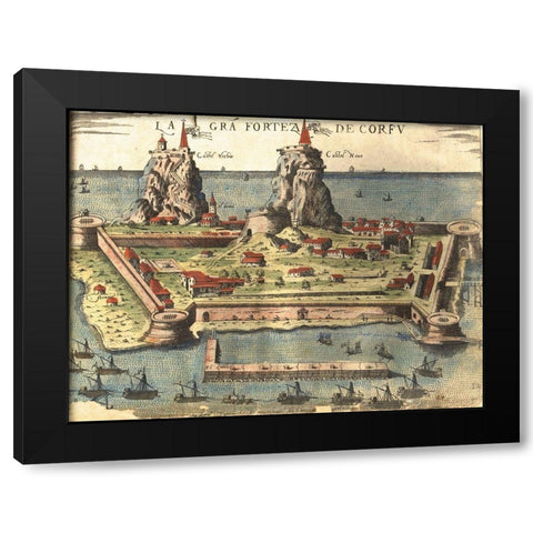 Corfu Greece Black Modern Wood Framed Art Print by Pinargenti