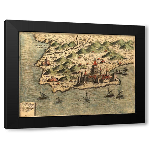Dalmatia Black Modern Wood Framed Art Print by Pinargenti