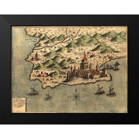 Dalmatia Black Modern Wood Framed Art Print by Pinargenti
