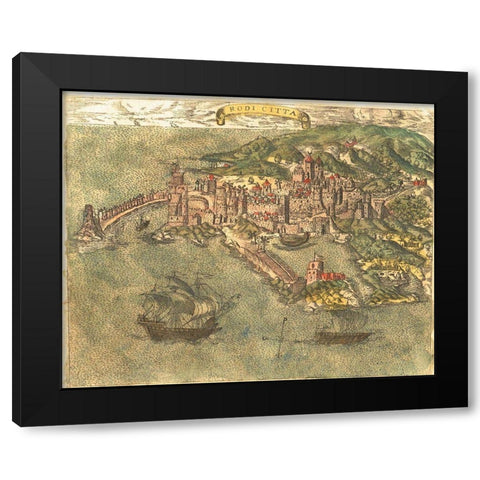 Rhodes Greece Black Modern Wood Framed Art Print with Double Matting by Pinargenti