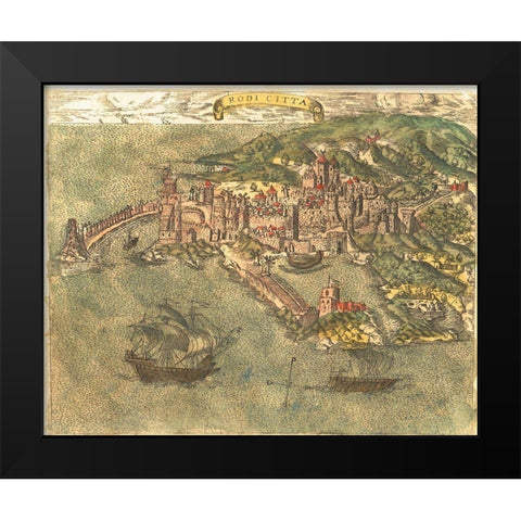 Rhodes Greece Black Modern Wood Framed Art Print by Pinargenti