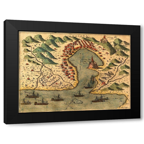 Vlore Greece Black Modern Wood Framed Art Print by Pinargenti
