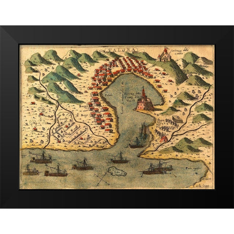 Vlore Greece Black Modern Wood Framed Art Print by Pinargenti