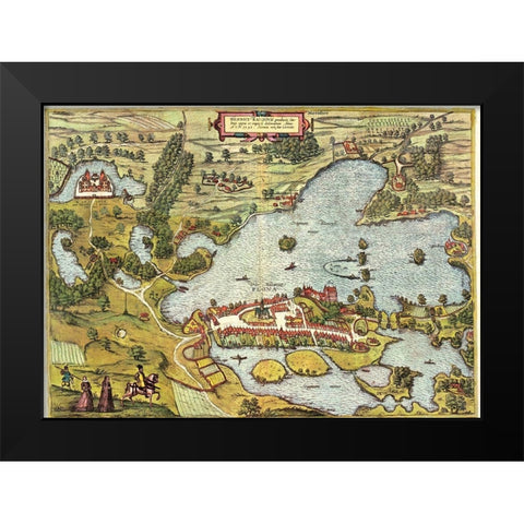 Plon Germany Black Modern Wood Framed Art Print by Hogenberg, Braun