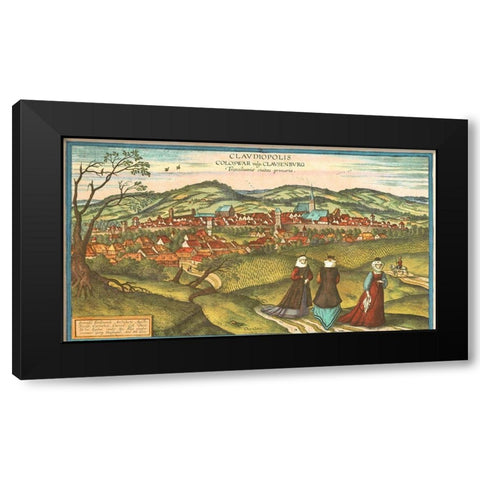 Dacia Romania Black Modern Wood Framed Art Print with Double Matting by Hogenberg, Braun