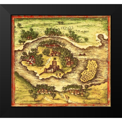 Sofala Mozambique Black Modern Wood Framed Art Print by Hogenberg, Braun