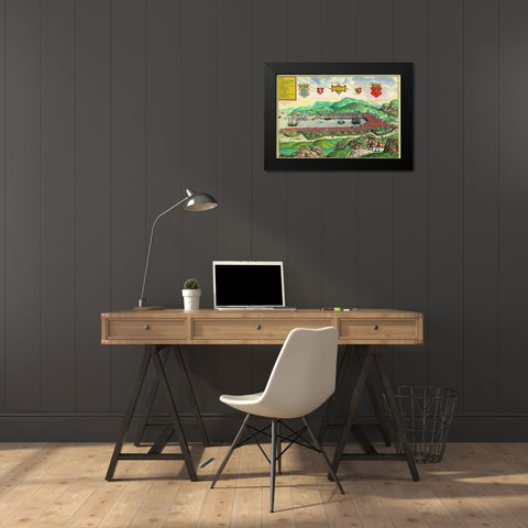 Bergen Black Modern Wood Framed Art Print by Hogenberg, Braun