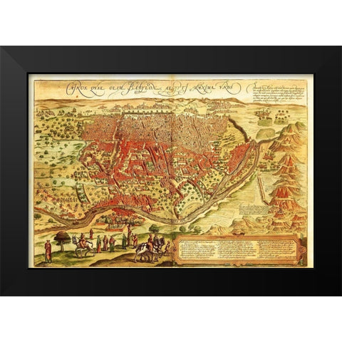 Cairo Egypt Black Modern Wood Framed Art Print by Hogenberg, Braun