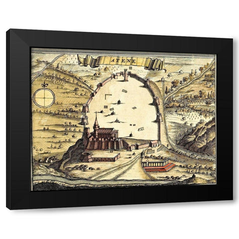 Athens Greece Black Modern Wood Framed Art Print by Wit, Frederick de