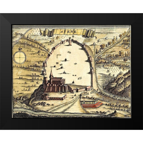 Athens Greece Black Modern Wood Framed Art Print by Wit, Frederick de