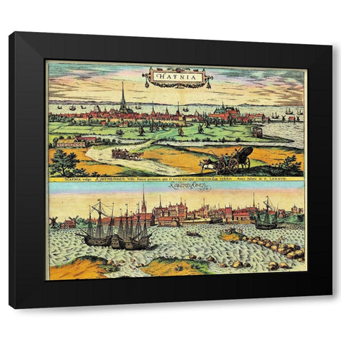 Denmark Black Modern Wood Framed Art Print by Hogenberg, Braun