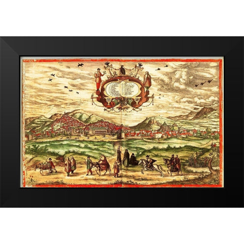 Spain Black Modern Wood Framed Art Print by Hogenberg, Braun