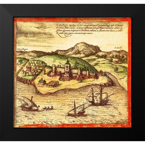 Africa Black Modern Wood Framed Art Print by Hogenberg, Braun