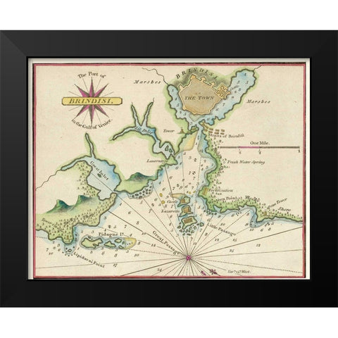 Gulf of Venice Black Modern Wood Framed Art Print by Hogenberg, Braun