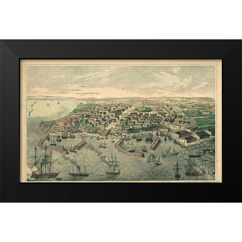 Ukraine Black Modern Wood Framed Art Print by Hogenberg, Braun