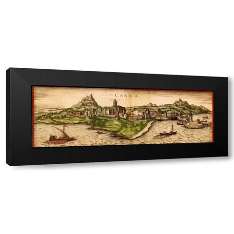 Venice Black Modern Wood Framed Art Print with Double Matting by Hogenberg, Braun