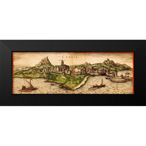 Venice Black Modern Wood Framed Art Print by Hogenberg, Braun