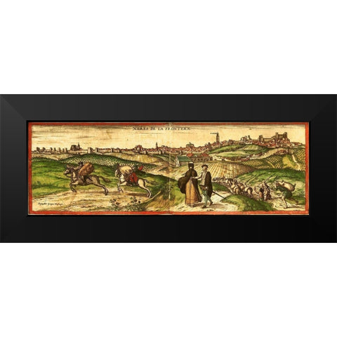 Spain Black Modern Wood Framed Art Print by Hogenberg, Braun