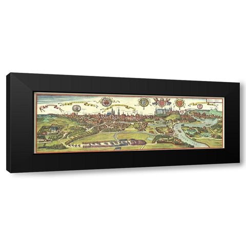 Poland Black Modern Wood Framed Art Print by Hogenberg, Braun