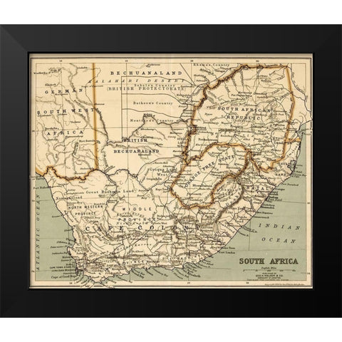 South Africa 1899 Black Modern Wood Framed Art Print by George Walker and Co