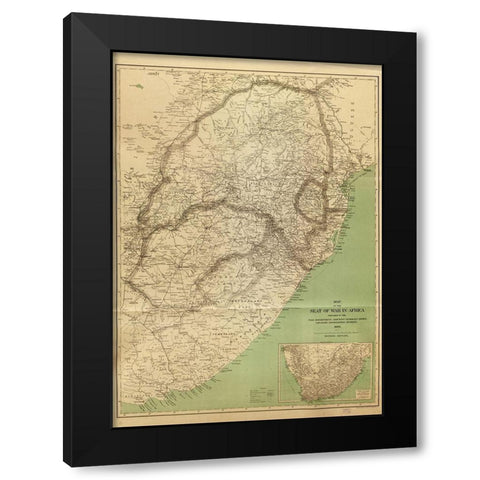Seat of War in Africa 1899 Black Modern Wood Framed Art Print by US Adjutant Generals Office
