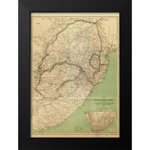Seat of War in Africa 1899 Black Modern Wood Framed Art Print by US Adjutant Generals Office