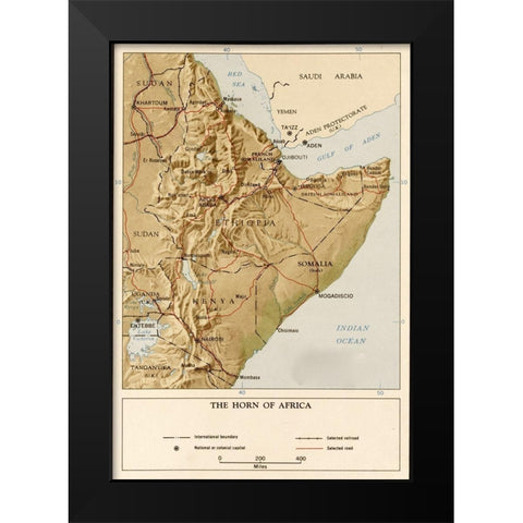 Horn of Africa 1969 Black Modern Wood Framed Art Print by CIA