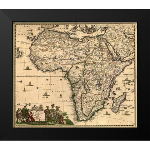 Africa 1740  Black Modern Wood Framed Art Print by Senex, John