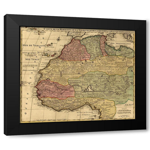 Barbary Black Africa and Guinee 1792 Black Modern Wood Framed Art Print with Double Matting by I''sle, Guillaume de