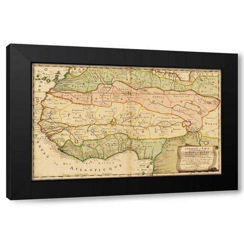West Africa 1679 Black Modern Wood Framed Art Print by Sanson, Nicolas