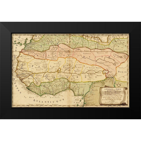 West Africa 1679 Black Modern Wood Framed Art Print by Sanson, Nicolas