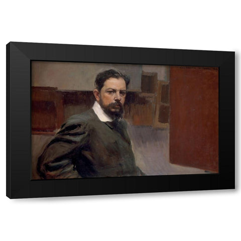 Self Portrait Black Modern Wood Framed Art Print by Sorolla, Joaquin