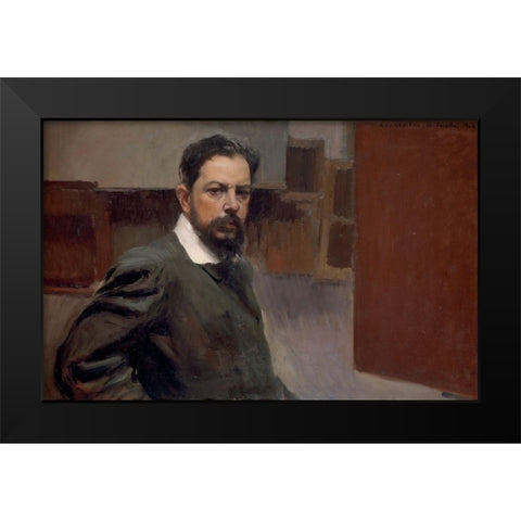 Self Portrait Black Modern Wood Framed Art Print by Sorolla, Joaquin