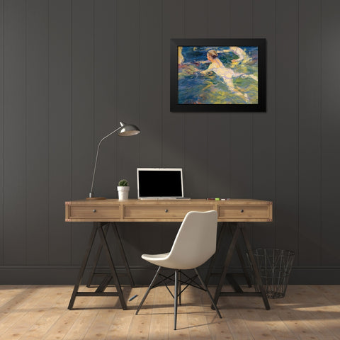 Swimmers-Javea Black Modern Wood Framed Art Print by Sorolla, Joaquin