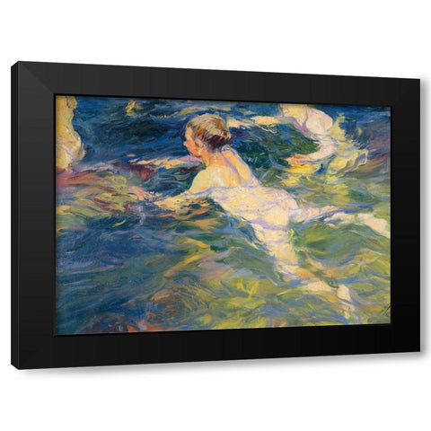Swimmers-Javea Black Modern Wood Framed Art Print by Sorolla, Joaquin