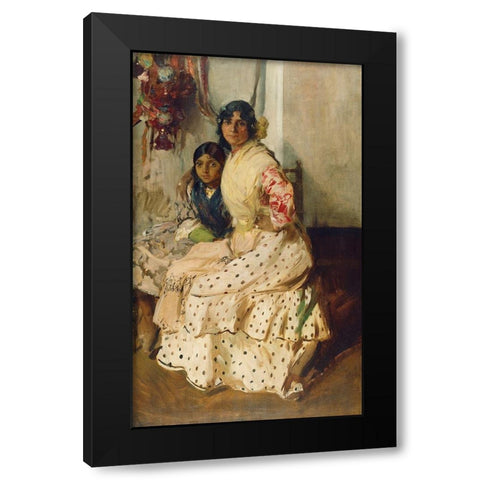 Pepilla the Gypsy and her daughter Black Modern Wood Framed Art Print with Double Matting by Sorolla, Joaquin