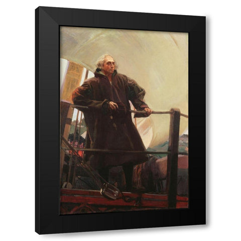Christopher Columbus Leaving Palos Black Modern Wood Framed Art Print by Sorolla, Joaquin