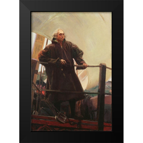 Christopher Columbus Leaving Palos Black Modern Wood Framed Art Print by Sorolla, Joaquin