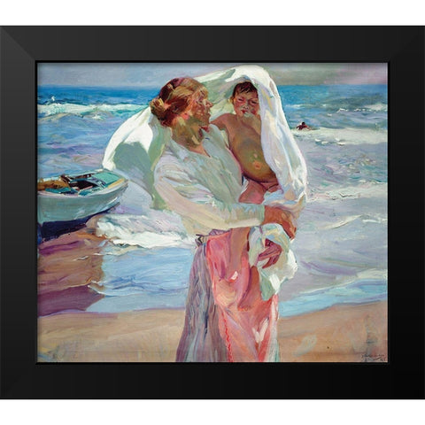 After Bathing Black Modern Wood Framed Art Print by Sorolla, Joaquin