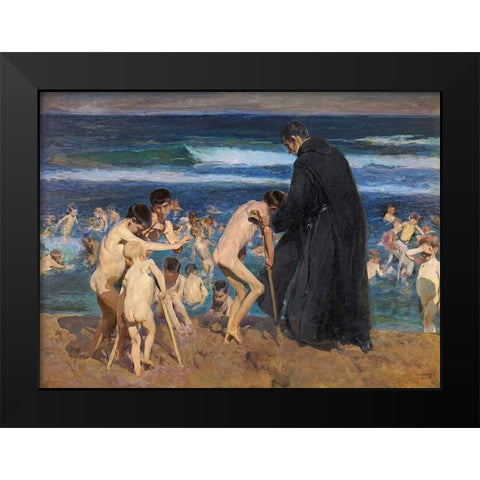 Sad Inheritance Black Modern Wood Framed Art Print by Sorolla, Joaquin